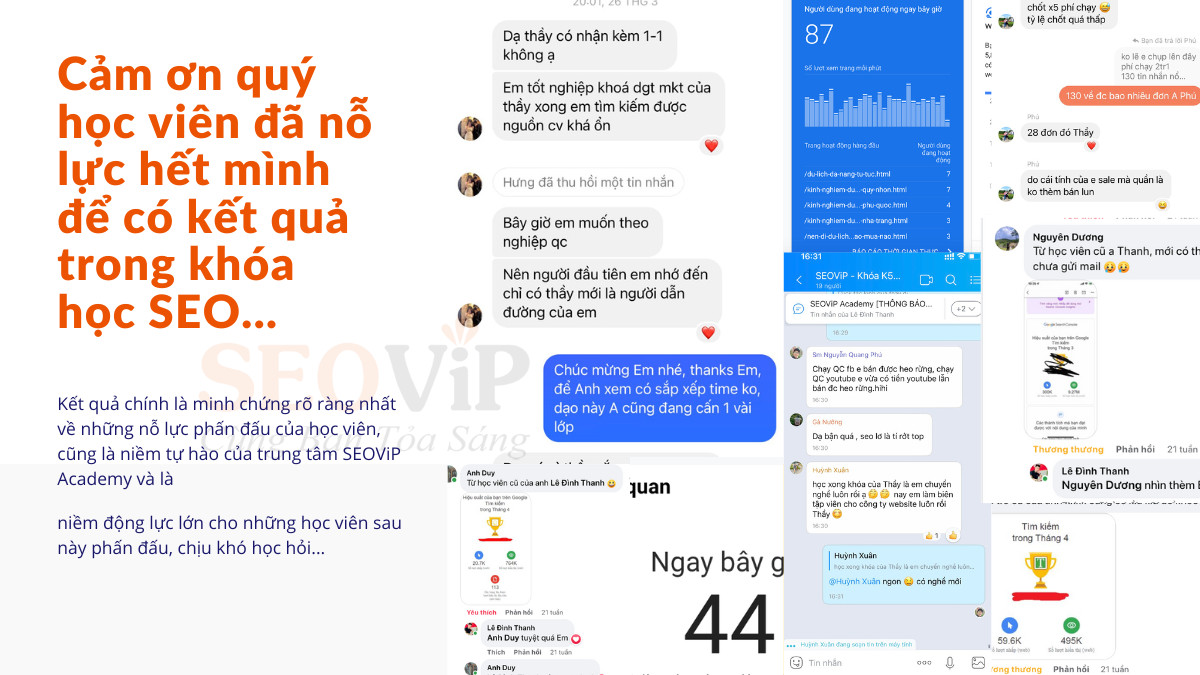 Kết quả học viên SEO, Marketing Online tại SEOViP